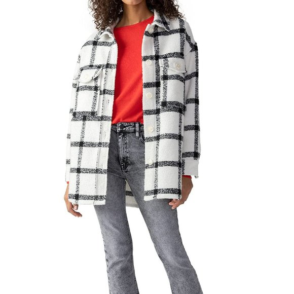 Sanctuary Midi Shacket/Coat in Looking Glass Plaid  Sz L  NWT - Picture 1 of 15